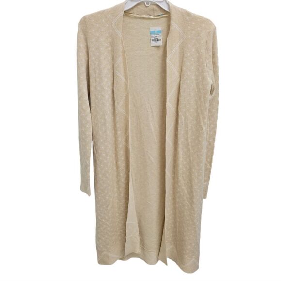 J. McLaughlin Rosalind long Open patterned beige cardigan sweater duster XS NWT - Picture 2 of 6